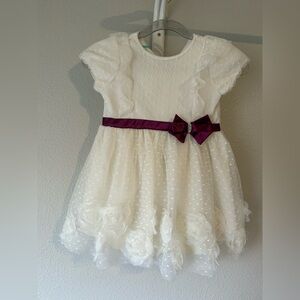 Nannette White Dress with Purple Bow